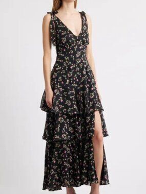 Arya Tiered Floral Chiffon Maxi Dress